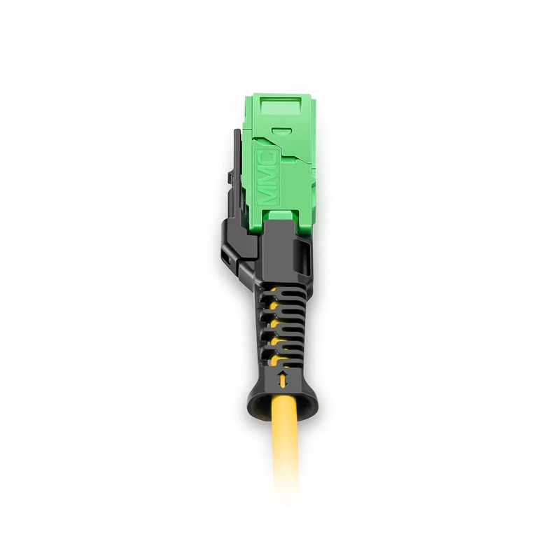 Refurb Squared 1m (3ft) MMC Harness, MMC-16 APC (Female) to 8 x LC UPC Duplex, 16 Fibers, Single Mode (OS2), Plenum (OFNP), 0.35dB Max, Jumper Polarity, Yellow