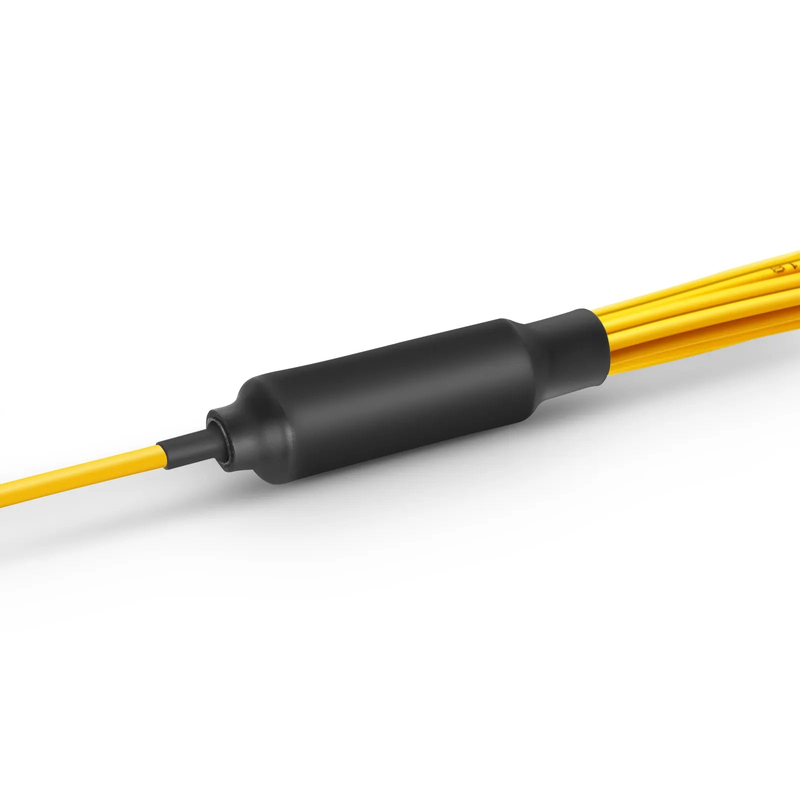 Refurb Squared 1m (3ft) MMC Harness, MMC-16 APC (Female) to 8 x LC UPC Duplex, 16 Fibers, Single Mode (OS2), Plenum (OFNP), 0.35dB Max, Jumper Polarity, Yellow