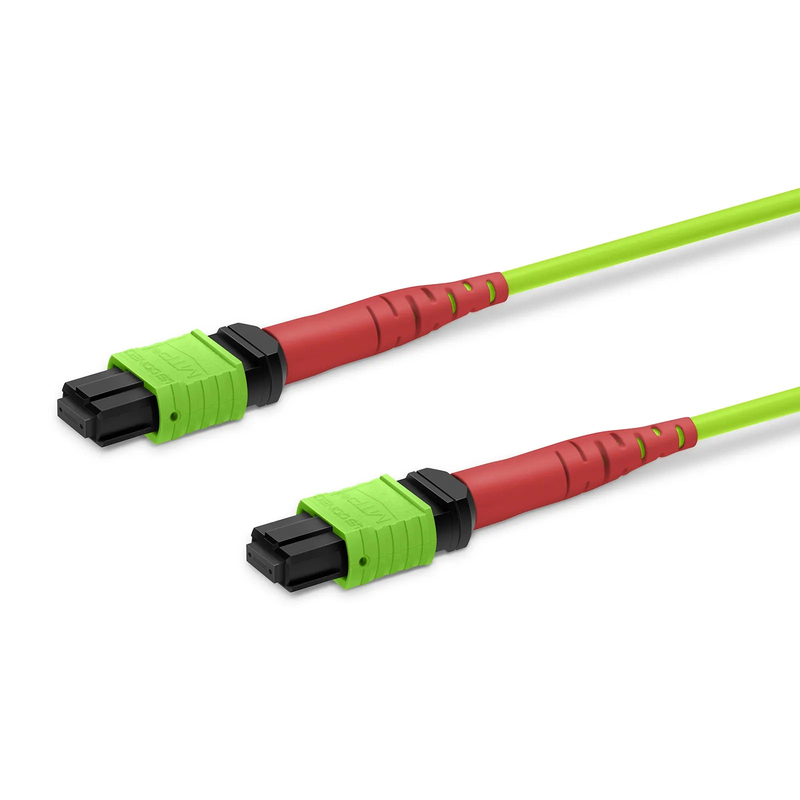 Refurb Squared 1m (3ft) MTP® Jumper, MTP®-24 UPC (Female) to MTP®-24 UPC (Female), 24 Fibers, Multimode (OM5), Plenum (OFNP), 0.35dB Max, Type A, Lime Green