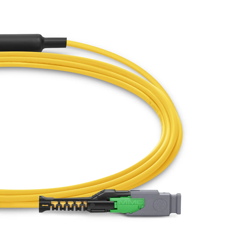 Refurb Squared 1m (3ft) MMC Breakout Cable, MMC-16 APC (Female) to 2 x MTP®-8 APC (Female), 16 Fibers, Single Mode (OS2), Plenum (OFNP), 0.35dB Max, Jumper Polarity, Yellow