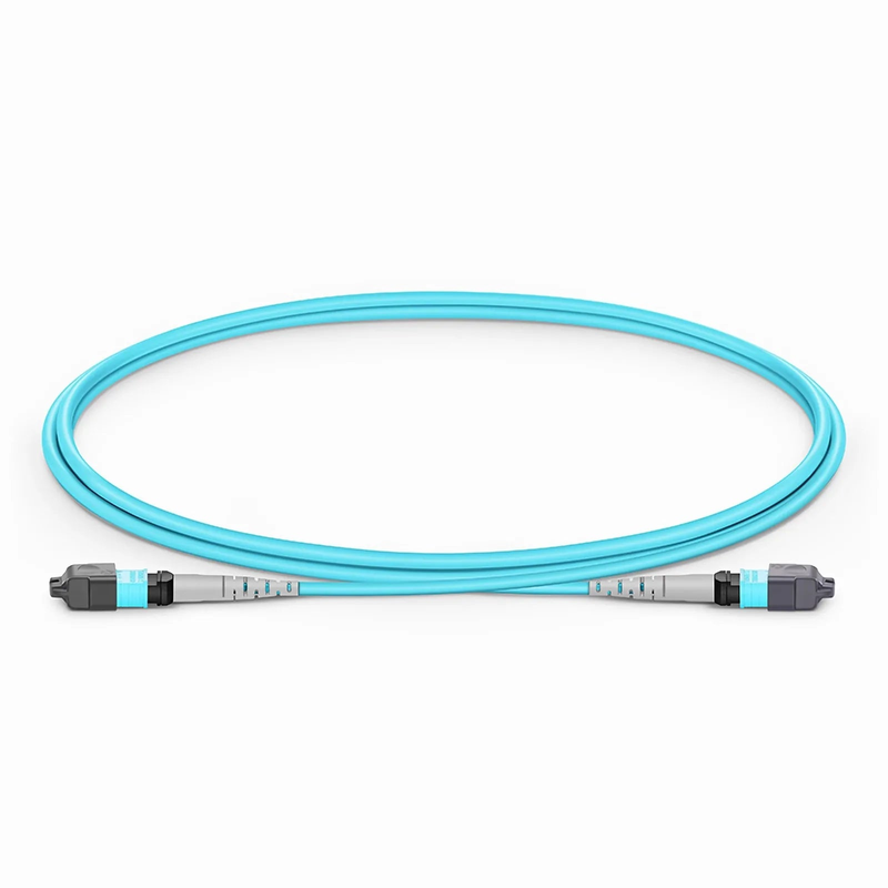 Refurb Squared 1m (3ft) MTP® Jumper, MTP®-8 UPC (Female) to MTP®-8 UPC (Female), 8 Fibers, Multimode (OM3), Plenum (OFNP), 0.35dB Max, Type B, Aqua