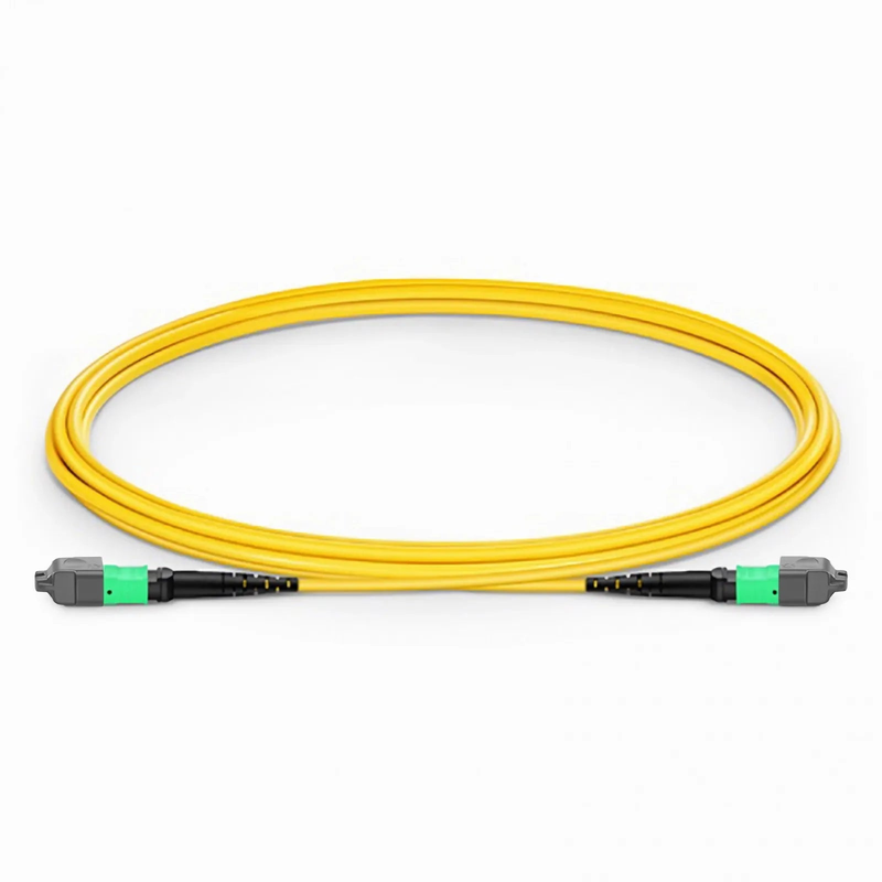 Refurb Squared 2m (7ft) MTP® Jumper, MTP®-16 APC (Female) to MTP®-16 APC (Female), 16 Fibers, Single Mode (OS2), Plenum (OFNP), 0.35dB Max, Crossover, Yellow