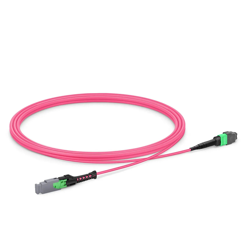Refurb Squared 2m (7ft) MMC Jumper, MMC-16 APC (Female) to MTP®-16 APC (Female), 16 Fibers, Multimode (OM4), Plenum (OFNP), 0.35dB Max, Jumper Polarity, Magenta
