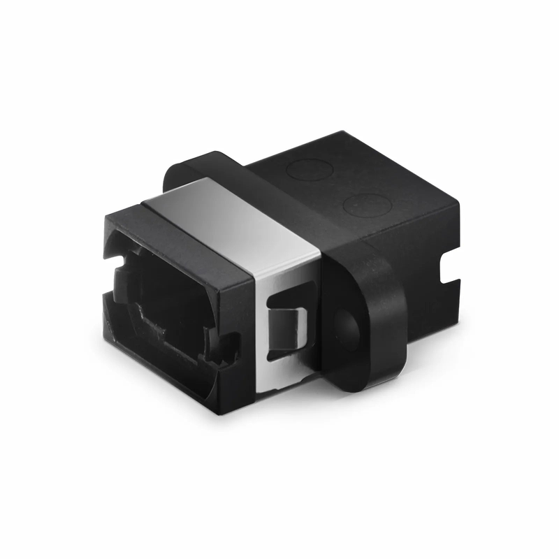 Refurb Squared US Conec MTP®/MPO-8/12/24 Black Fiber Optic Adapter/Coupler with Flange, Key Up to Down