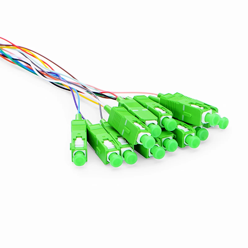 Refurb Squared 1.5m (5ft) Fiber Pigtail, SC APC to Unterminated, 12 Fibers, Bunch, OS2 Single Mode, PVC (Unrated), 0.9mm, Yellow