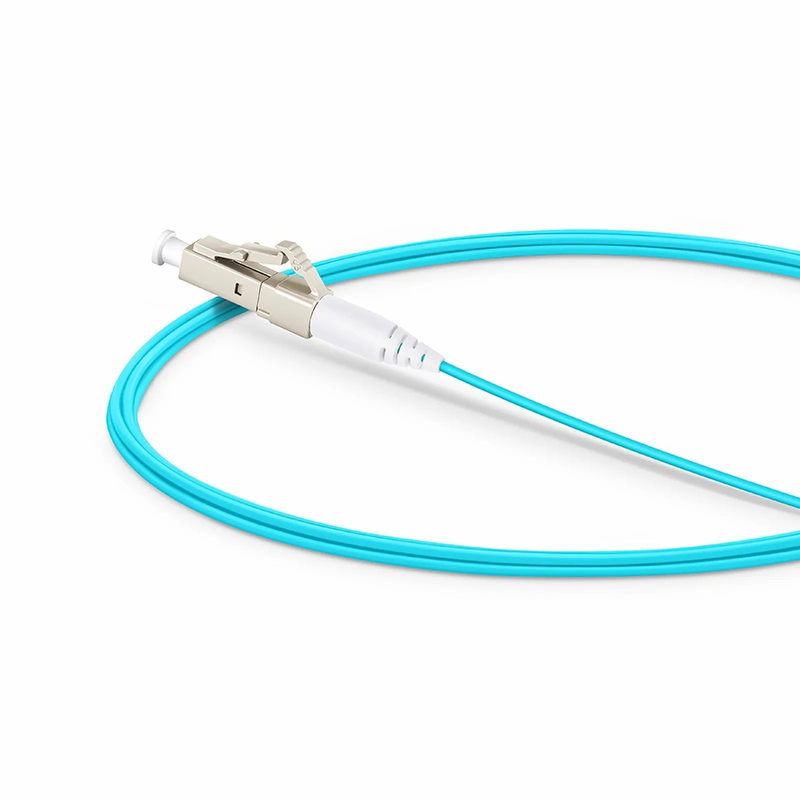 Refurb Squared 2m (7ft) Fiber Patch Cable, 1 Fiber, LC UPC Simplex to LC UPC Simplex, Multimode (OM4), Riser (OFNR), 1.2mm, Tight-Buffered, Aqua