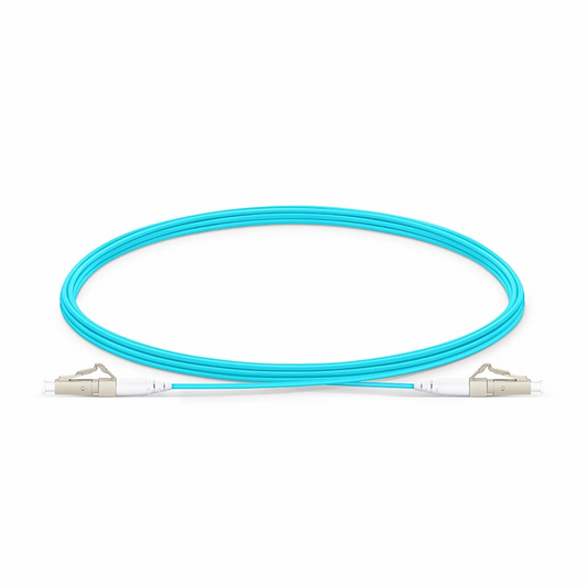 Refurb Squared 3m (10ft) Fiber Patch Cable, 1 Fiber, LC UPC Simplex to LC UPC Simplex, Multimode (OM4), Riser (OFNR), 1.2mm, Tight-Buffered, Aqua