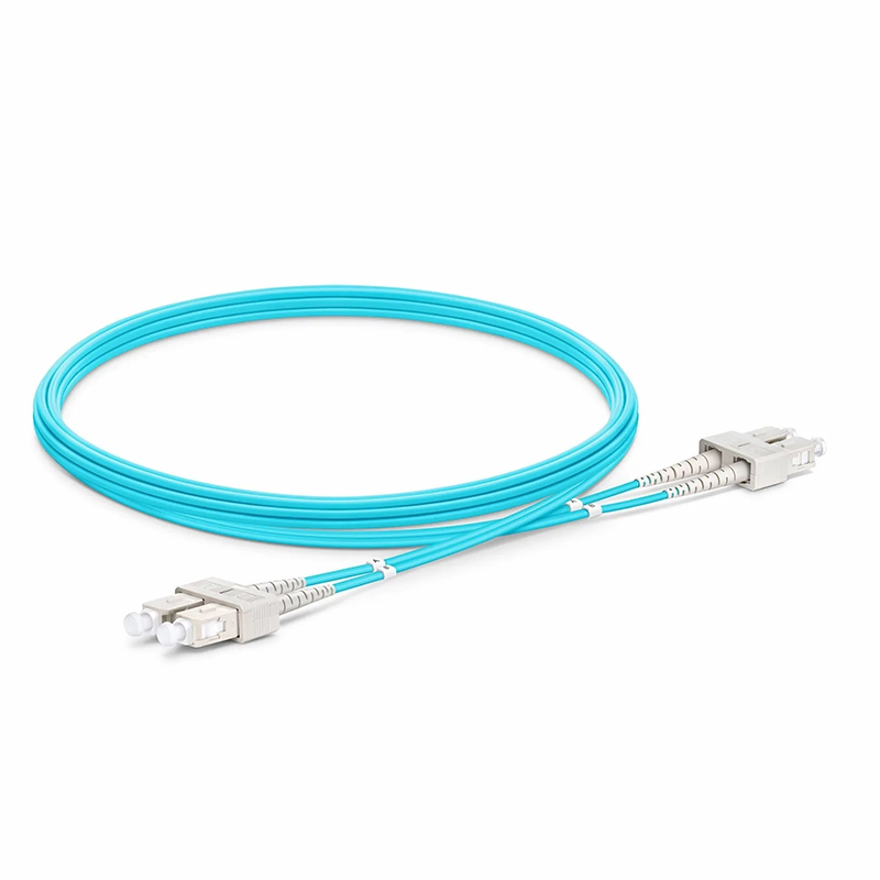 Refurb Squared 3m (10ft) Fiber Patch Cable, 2 Fibers, SC UPC Duplex to SC UPC Duplex, Multimode (OM4), Riser (OFNR), 1.6mm, Tight-Buffered, Aqua