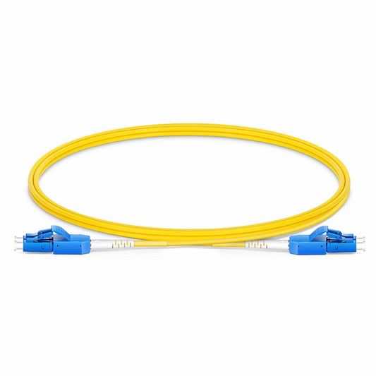 Refurb Squared 1m (3ft) Fiber Patch Cable, 2 Fibers, LC UPC Duplex to LC UPC Duplex Standard Clip Uniboot, Single Mode (OS2), Riser (OFNR), 2.0mm, Yellow