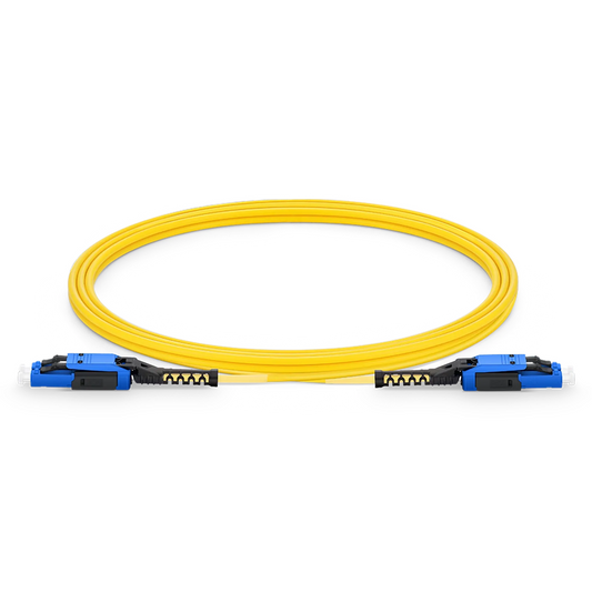 Refurb Squared 5m (16ft) Fiber Patch Cable, 2 Fibers, LC UPC Duplex to LC UPC Duplex Flat Clip with Push-Pull Boot Uniboot, Single Mode (OS2), Riser (OFNR), 2.0mm, Yellow