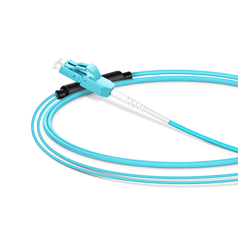 Refurb Squared 1m (3ft) Fiber Patch Cable, 2 Fibers, LC UPC Duplex Standard Clip Uniboot to SC UPC Duplex, Multimode (OM4), Riser (OFNR), 2.0/0.9mm, Aqua