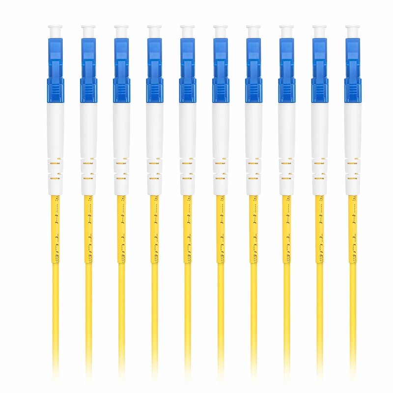Refurb Squared 1m (3ft) Fiber Patch Cable, 1 Fiber, LC UPC Simplex to LC UPC Simplex, Single Mode (OS2), Riser (OFNR), 2.0mm, Tight-Buffered, Yellow, 10 Pcs/Pack