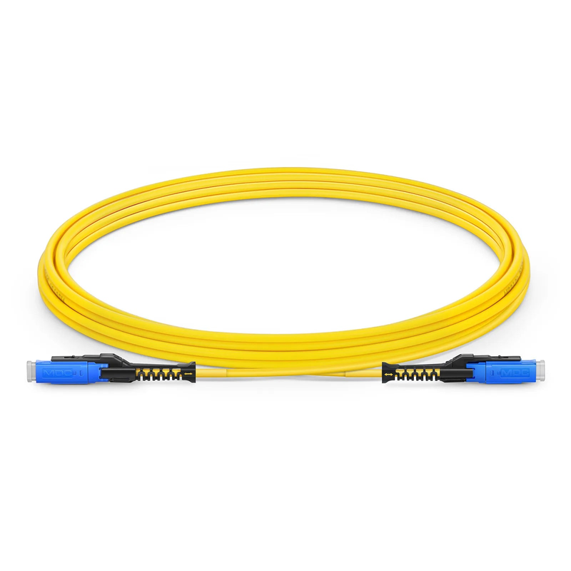 Refurb Squared 3m (10ft) Fiber Patch Cable, 2 Fibers, MDC UPC Duplex to MDC UPC Duplex Uniboot, Single Mode (OS2), Riser (OFNR), 2.0mm, Yellow, for 100/400/800G Network Connection