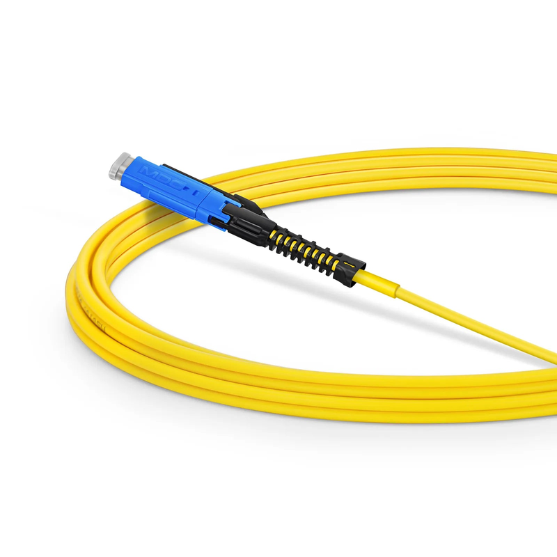 Refurb Squared 3m (10ft) Fiber Patch Cable, 2 Fibers, MDC UPC Duplex to MDC UPC Duplex Uniboot, Single Mode (OS2), Riser (OFNR), 2.0mm, Yellow, for 100/400/800G Network Connection