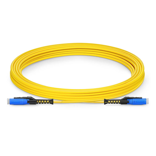 Refurb Squared 5m (16ft) Fiber Patch Cable, 2 Fibers, MDC UPC Duplex to MDC UPC Duplex Uniboot, Single Mode (OS2), Riser (OFNR), 2.0mm, Yellow, for 100/400/800G Network Connection