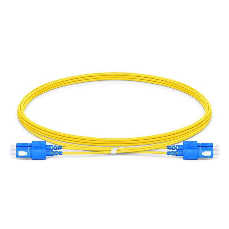 Refurb Squared 3m (10ft) Fiber Patch Cable, 2 Fibers, SC UPC Duplex to SC UPC Duplex, Single Mode (OS2), Riser (OFNR), 1.2mm, Tight-Buffered, Yellow