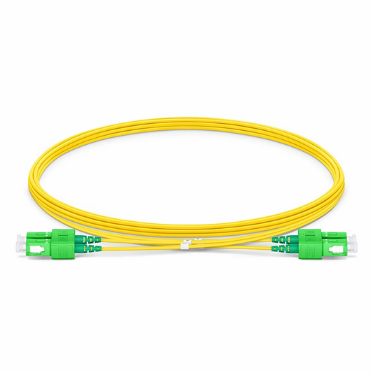 Refurb Squared 3m (10ft) Fiber Patch Cable, 2 Fibers, SC APC Duplex to SC APC Duplex, Single Mode (OS2), Riser (OFNR), 1.2mm, Tight-Buffered, Yellow