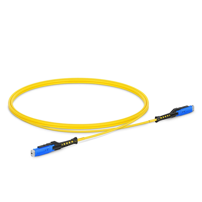 Refurb Squared 1m (3ft) Fiber Patch Cable, 2 Fibers, MDC UPC Duplex to MDC UPC Duplex Uniboot, Single Mode (OS2), Riser (OFNR), 2.0mm, Yellow, for 100/400/800G Network Connection