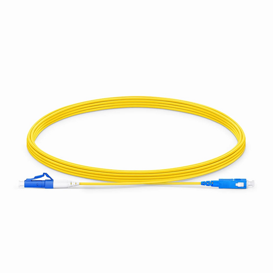 Refurb Squared 5m (16ft) Fiber Patch Cable, 1 Fiber, LC UPC Simplex to LC UPC Simplex, Single Mode (OS2), Riser (OFNR), 1.2mm, Tight-Buffered, Yellow