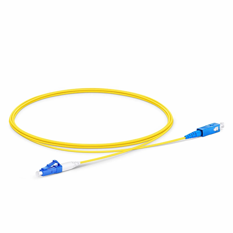 Refurb Squared 2m (7ft) Fiber Patch Cable, 1 Fiber, LC UPC Simplex to SC UPC Simplex, Single Mode (OS2), Riser (OFNR), 1.2mm, Tight-Buffered, Yellow