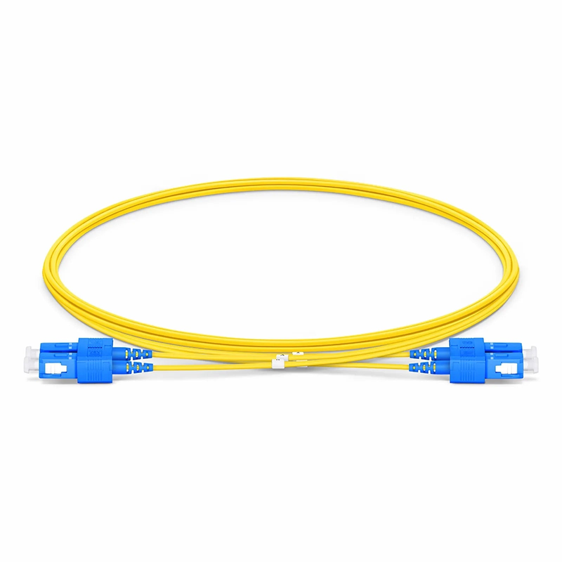 Refurb Squared 2m (7ft) Fiber Patch Cable, 2 Fibers, SC UPC Duplex to SC UPC Duplex, Single Mode (OS2), Riser (OFNR), 1.2mm, Tight-Buffered, Yellow