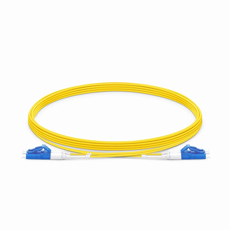 Refurb Squared 5m (16ft) Fiber Patch Cable, 2 Fibers, LC UPC Duplex to LC UPC Duplex, Single Mode (OS2), Riser (OFNR), 1.2mm, Tight-Buffered, Yellow