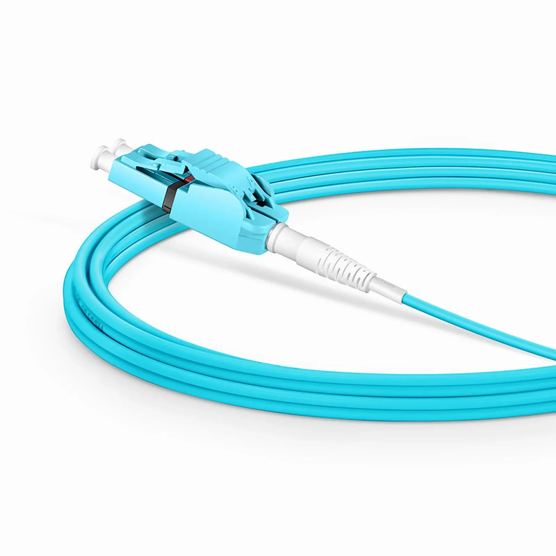 Refurb Squared 3m (10ft) Fiber Patch Cable, 2 Fibers, LC UPC Duplex to LC UPC Duplex Switchable Clip Uniboot, Multimode (OM4), Riser (OFNR), 2.0mm, Aqua