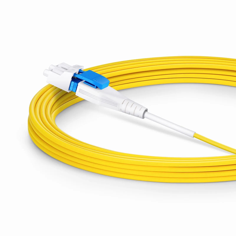Refurb Squared 5m (16ft) Fiber Patch Cable, 2 Fibers, SN UPC Duplex to LC UPC Duplex Flat Clip Uniboot, Single Mode (OS2), Riser (OFNR), 1.6mm, Yellow, for 400G Network Connection