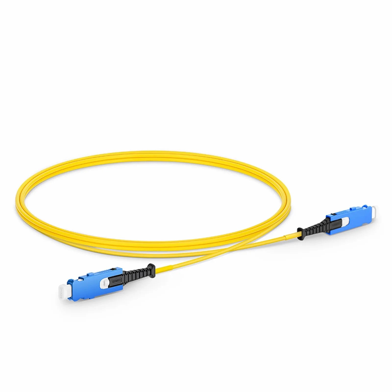 Refurb Squared 1m (3ft) Fiber Patch Cable, 2 Fibers, SN UPC Duplex to SN UPC Duplex Uniboot, Single Mode (OS2), Riser (OFNR), 1.6mm, Yellow, for 400G Network Connection