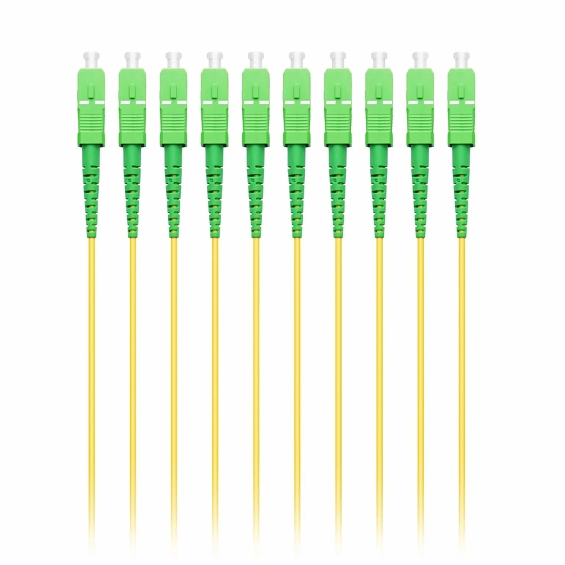 Refurb Squared 3m (10ft) Fiber Patch Cable, 1 Fiber, SC APC Simplex to SC APC Simplex, Single Mode (OS2), Riser (OFNR), 2.0mm, Tight-Buffered, Yellow, 10 Pcs/Pack