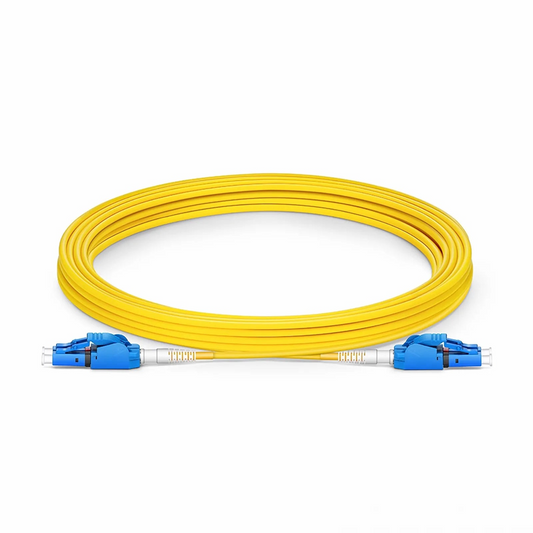 Refurb Squared 5m (16ft) Fiber Patch Cable, 2 Fibers, LC UPC Duplex to LC UPC Duplex Switchable Clip Uniboot, Single Mode (OS2), Riser (OFNR), 2.0mm, Yellow