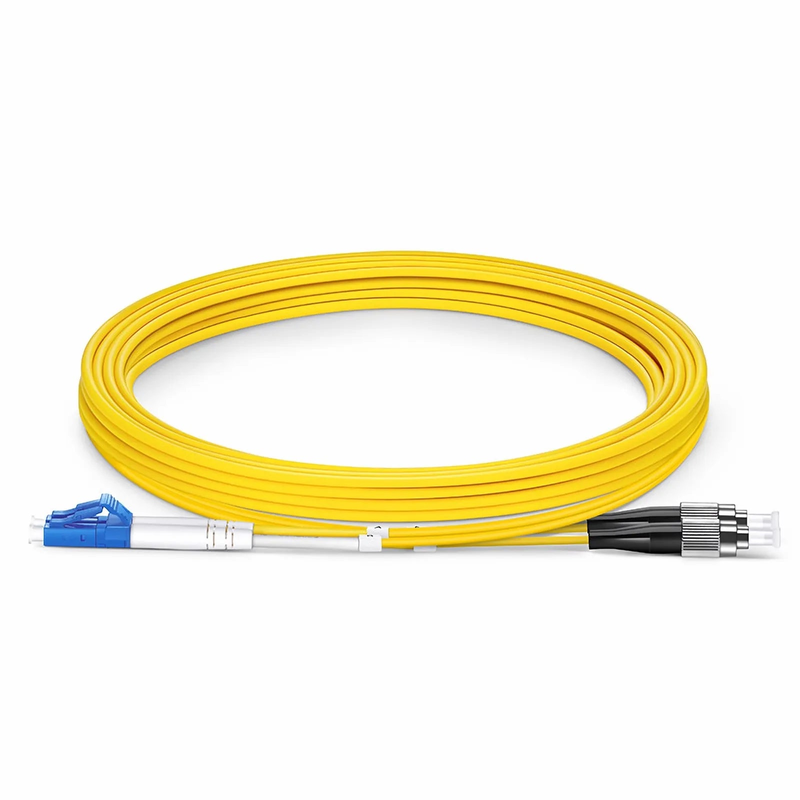 Refurb Squared 3m (10ft) Fiber Patch Cable, 2 Fibers, LC UPC Duplex to FC UPC, Single Mode (OS2), Riser (OFNR), 2.0mm, Tight-Buffered, Yellow