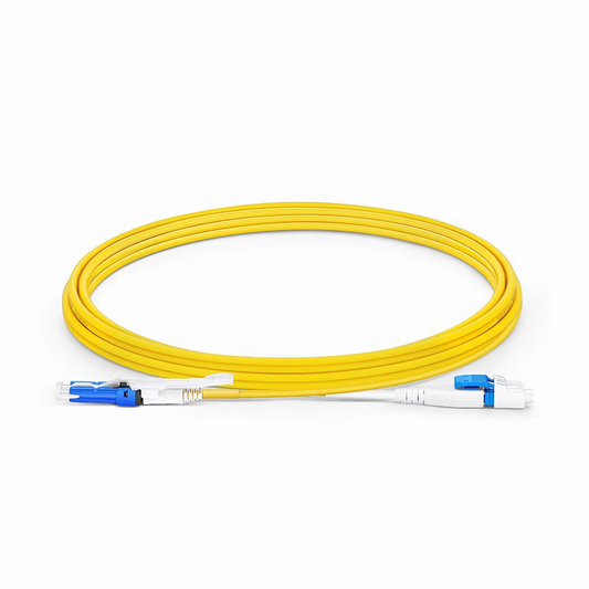 Refurb Squared 3m (10ft) Fiber Patch Cable, 2 Fibers, CSA UPC Duplex to LC UPC Duplex Flat Clip Uniboot, Single Mode (OS2), Riser (OFNR), 2.0mm, Yellow, for 200/400G Network Connection
