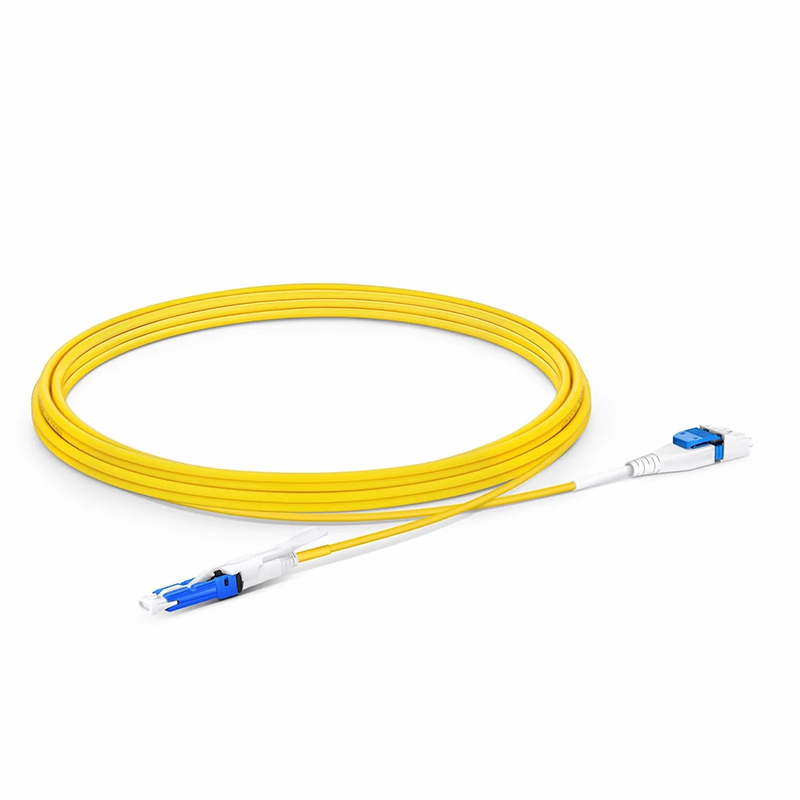 Refurb Squared 3m (10ft) Fiber Patch Cable, 2 Fibers, CSA UPC Duplex to LC UPC Duplex Flat Clip Uniboot, Single Mode (OS2), Riser (OFNR), 2.0mm, Yellow, for 200/400G Network Connection