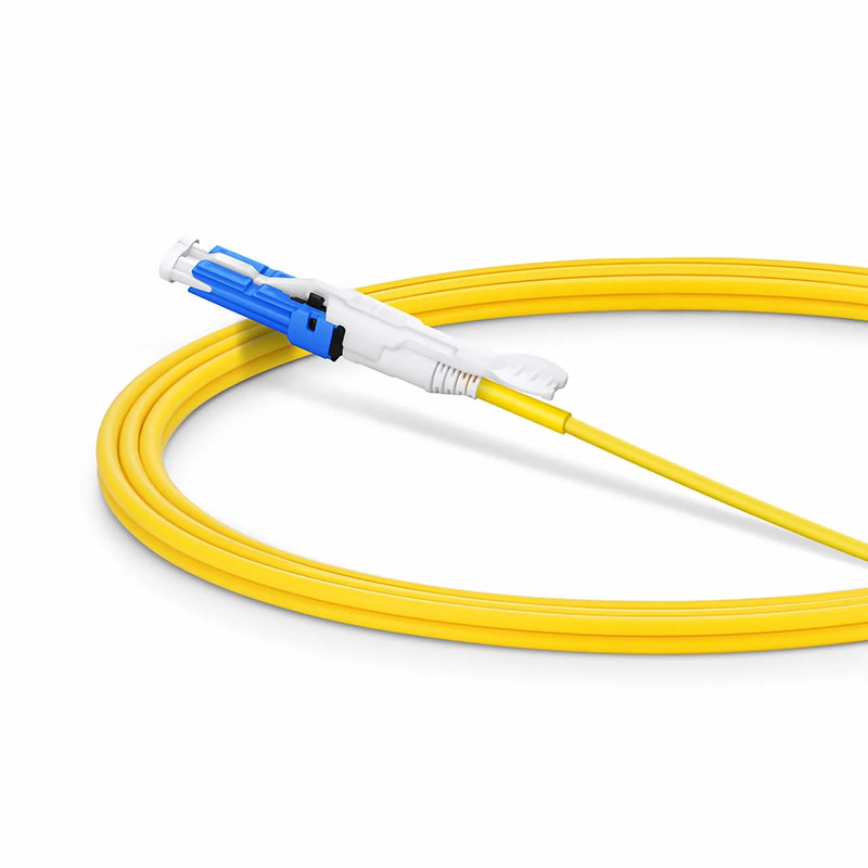 Refurb Squared 2m (7ft) Fiber Patch Cable, 2 Fibers, CSA UPC Duplex to LC UPC Duplex Flat Clip Uniboot, Single Mode (OS2), Riser (OFNR), 2.0mm, Yellow, for 200/400G Network Connection