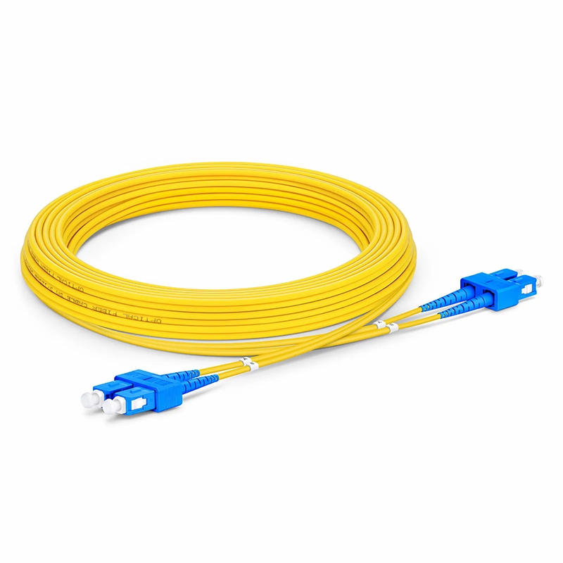Refurb Squared 5m (16ft) Fiber Patch Cable, 2 Fibers, SC UPC Duplex to SC UPC Duplex, Single Mode (OS2), Riser (OFNR), 2.0mm, Tight-Buffered, Yellow