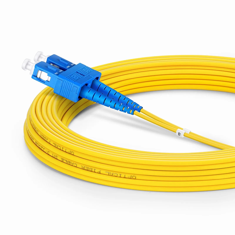 Refurb Squared 5m (16ft) Fiber Patch Cable, 2 Fibers, SC UPC Duplex to SC UPC Duplex, Single Mode (OS2), Riser (OFNR), 2.0mm, Tight-Buffered, Yellow