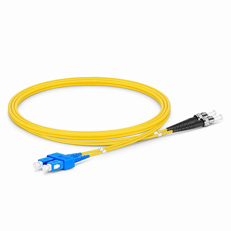 Refurb Squared 1m (3ft) Fiber Patch Cable, 2 Fibers, SC UPC Duplex to ST UPC, Single Mode (OS2), Riser (OFNR), 2.0mm, Tight-Buffered, Yellow