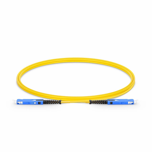 Refurb Squared 1m (3ft) Fiber Patch Cable, 2 Fibers, SN UPC Duplex to SN UPC Duplex Uniboot, Single Mode (OS2), Riser (OFNR), 1.6mm, Yellow, for 400G Network Connection