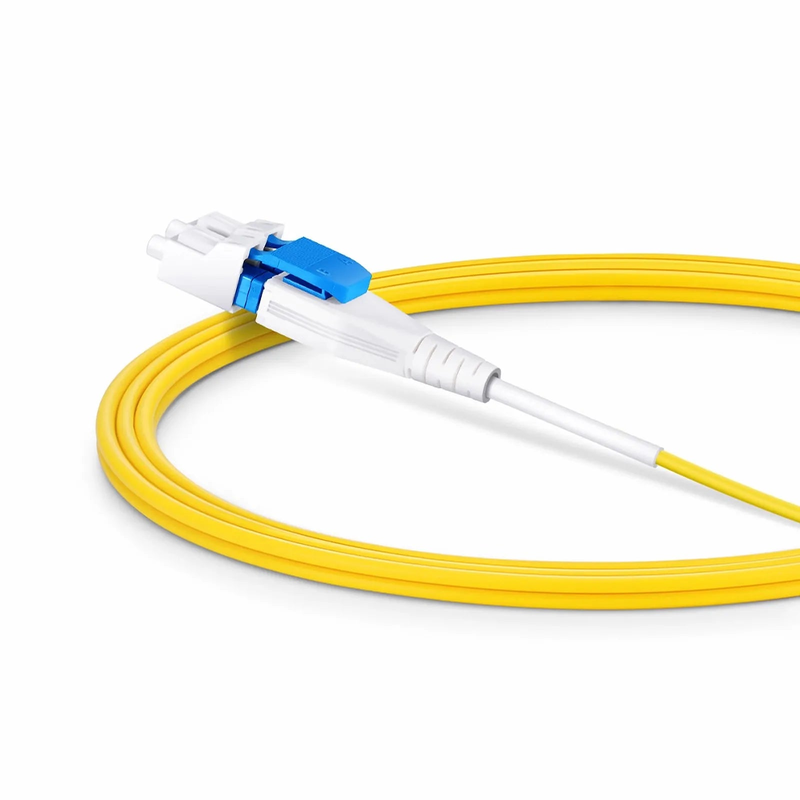 Refurb Squared 2m (7ft) Fiber Patch Cable, 2 Fibers, SN UPC Duplex to LC UPC Duplex Flat Clip Uniboot, Single Mode (OS2), Riser (OFNR), 1.6mm, Yellow, for 400G Network Connection