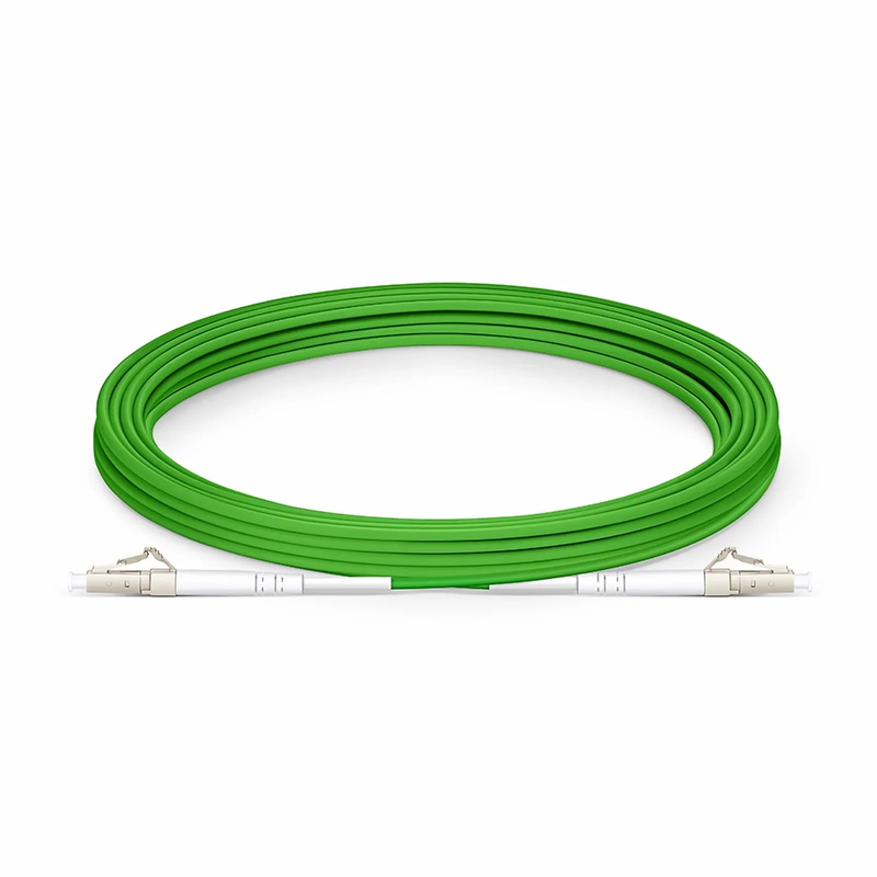 Refurb Squared 5m (16ft) Fiber Patch Cable, 1 Fiber, LC UPC Simplex to LC UPC Simplex, Multimode (OM5), Riser (OFNR), 2.0mm, Tight-Buffered, Lime Green