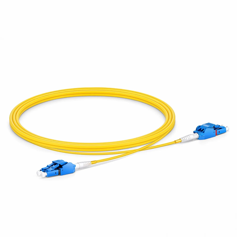Refurb Squared 2m (7ft) Fiber Patch Cable, 2 Fibers, LC UPC Duplex to LC UPC Duplex Switchable Clip Uniboot, Single Mode (OS2), Riser (OFNR), 2.0mm, Yellow