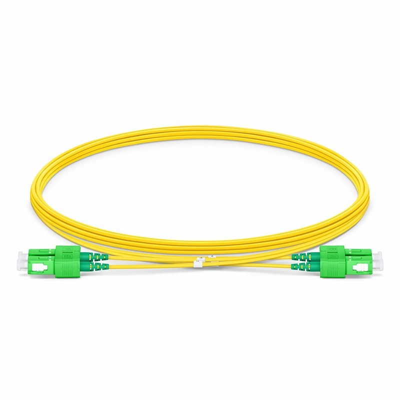 Refurb Squared 3m (10ft) Fiber Patch Cable, 2 Fibers, SC APC Duplex to SC APC Duplex, Single Mode (OS2), Riser (OFNR), 1.2mm, Tight-Buffered, Yellow