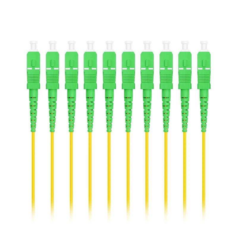 Refurb Squared 1m (3ft) Fiber Patch Cable, 1 Fiber, SC APC Simplex to SC APC Simplex, Single Mode (OS2), Riser (OFNR), 2.0mm, Tight-Buffered, Yellow, 10 Pcs/Pack