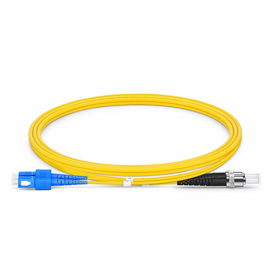Refurb Squared 1m (3ft) Fiber Patch Cable, 2 Fibers, SC UPC Duplex to ST UPC, Single Mode (OS2), Riser (OFNR), 2.0mm, Tight-Buffered, Yellow