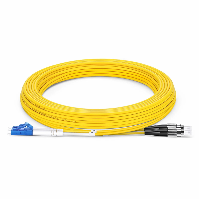 Refurb Squared 5m (16ft) Fiber Patch Cable, 2 Fibers, LC UPC Duplex to FC UPC, Single Mode (OS2), Riser (OFNR), 2.0mm, Tight-Buffered, Yellow