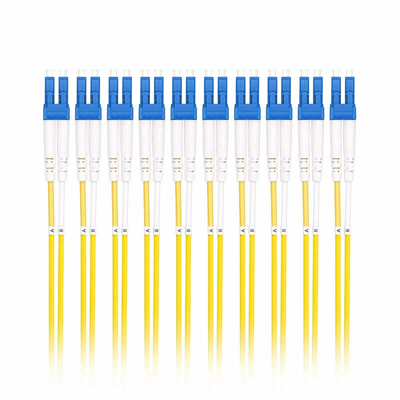 Refurb Squared 1m (3ft) Fiber Patch Cable, 2 Fibers, LC UPC Duplex to LC UPC Duplex, Single Mode (OS2), Riser (OFNR), 2.0mm, Tight-Buffered, Yellow, 10 Pcs/Pack