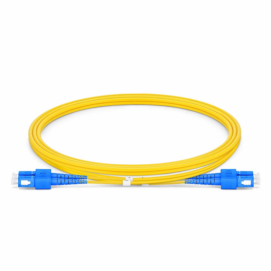 Refurb Squared 1m (3ft) Fiber Patch Cable, 2 Fibers, SC UPC Duplex to SC UPC Duplex, Single Mode (OS2), Riser (OFNR), 2.0mm, Tight-Buffered, Yellow