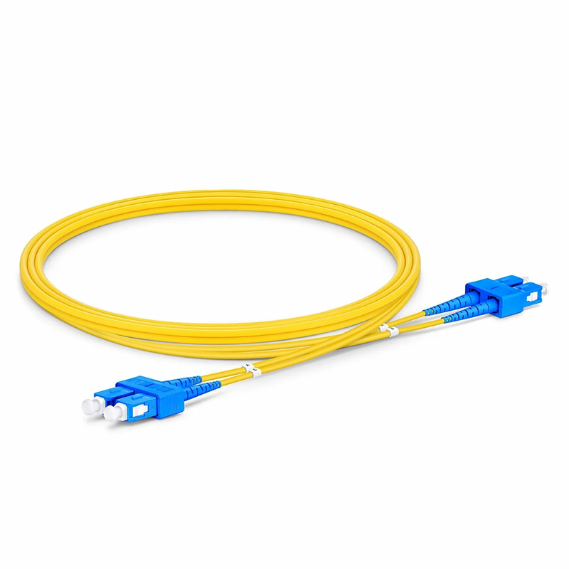 Refurb Squared 1m (3ft) Fiber Patch Cable, 2 Fibers, SC UPC Duplex to SC UPC Duplex, Single Mode (OS2), Riser (OFNR), 2.0mm, Tight-Buffered, Yellow