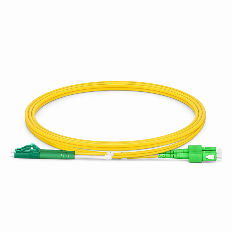 Refurb Squared 1m (3ft) Fiber Patch Cable, 2 Fibers, LC APC Duplex to SC APC Duplex, Single Mode (OS2), Riser (OFNR), 2.0mm, Tight-Buffered, Yellow